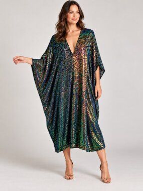 Jennafer Grace Iridescent Sequin Caftan Dress